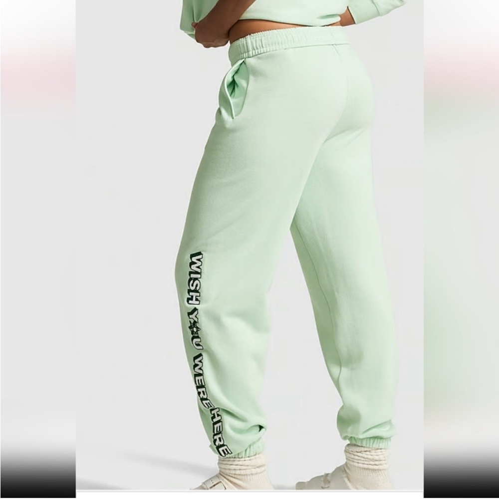 PINK Victoria's Secret Mint Green Fleece Joggers